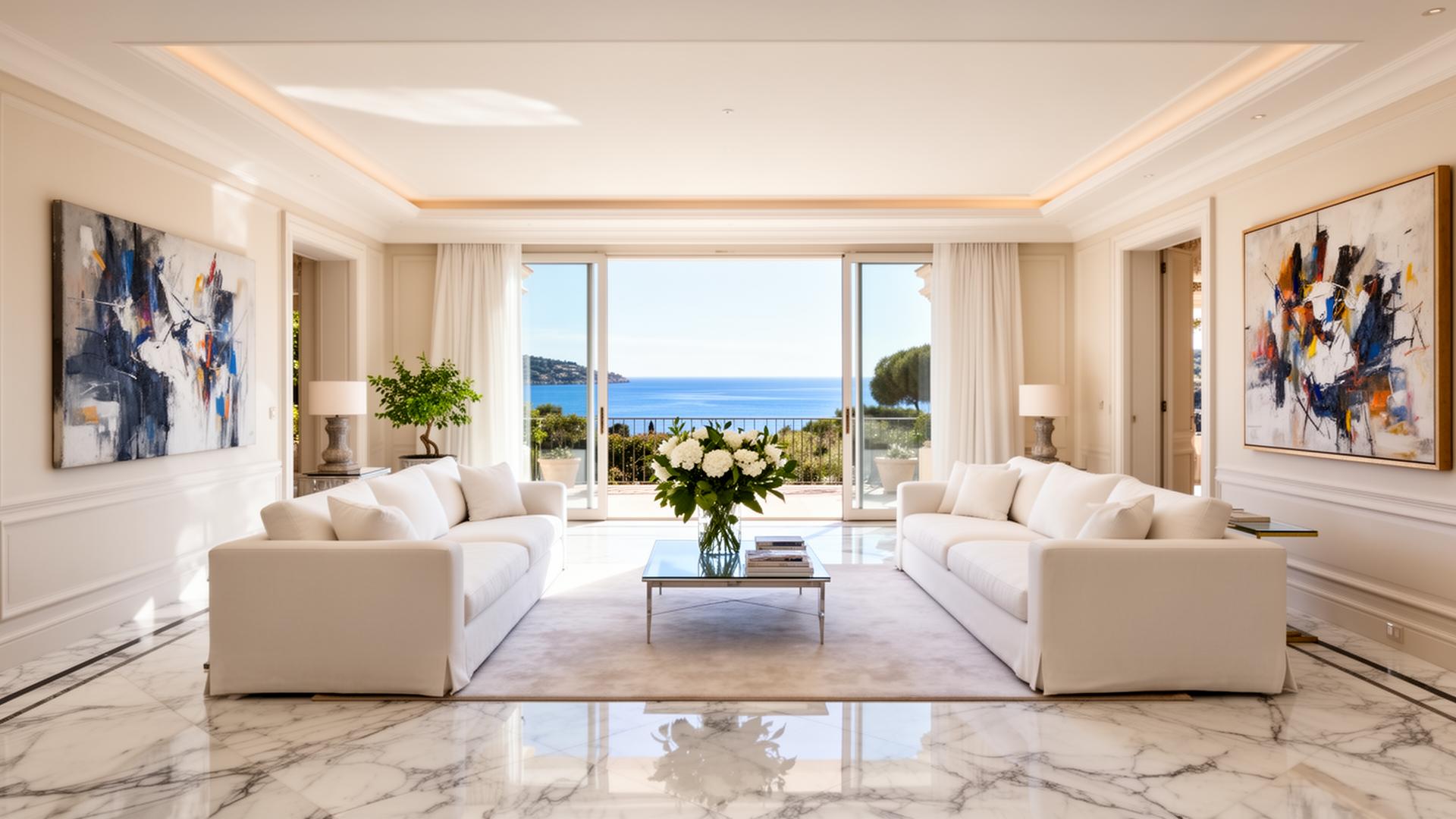 Wohnzimmer einer Riviera-Villa
